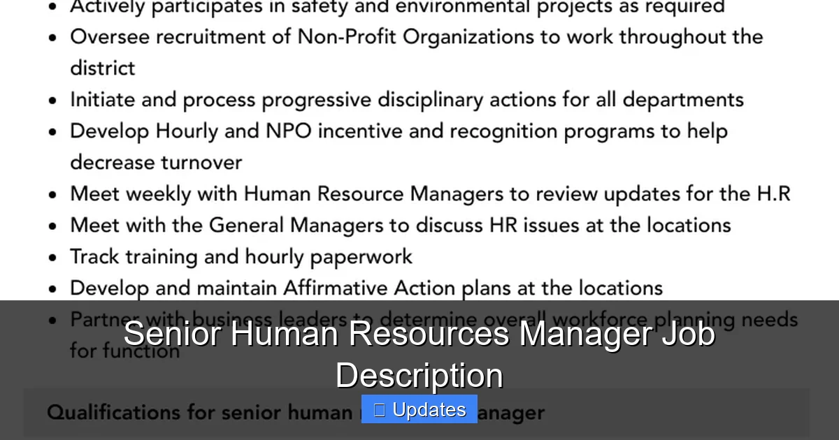 Senior Human Resources Manager Job Description