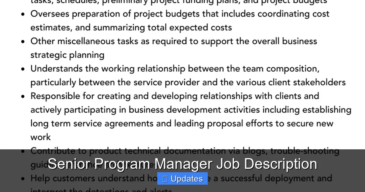 Senior Program Manager Job Description - SeniorsProTalk
