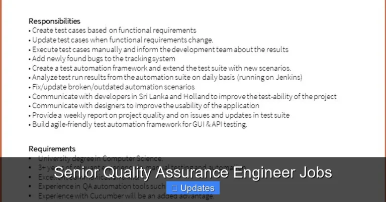 Senior Quality Assurance Engineer Jobs