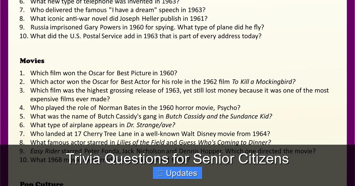 Trivia Questions for Senior Citizens