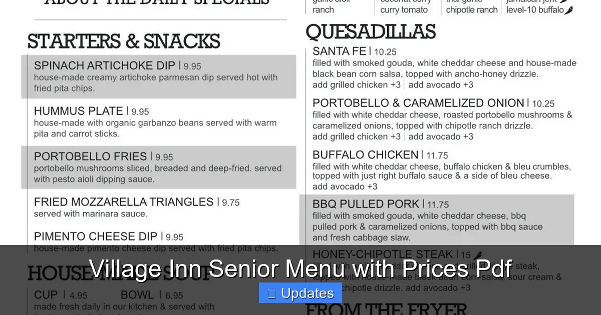 Village Inn Senior Menu with Prices Pdf