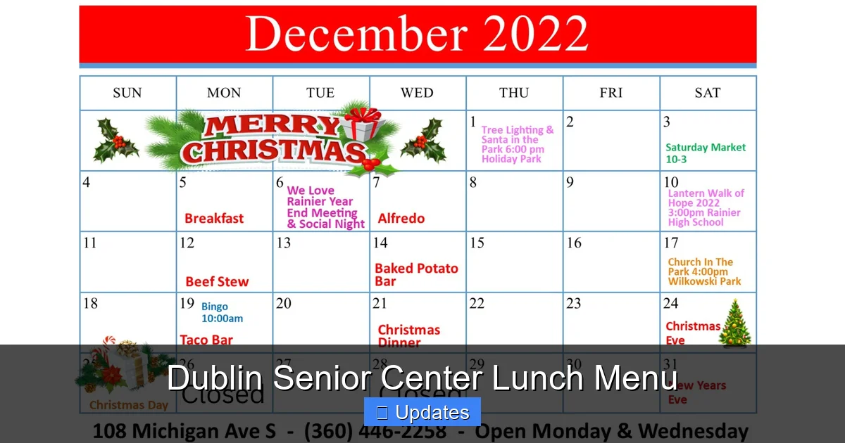Dublin Senior Center Lunch Menu