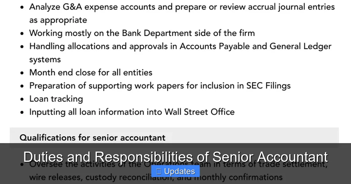 Duties and Responsibilities of Senior Accountant