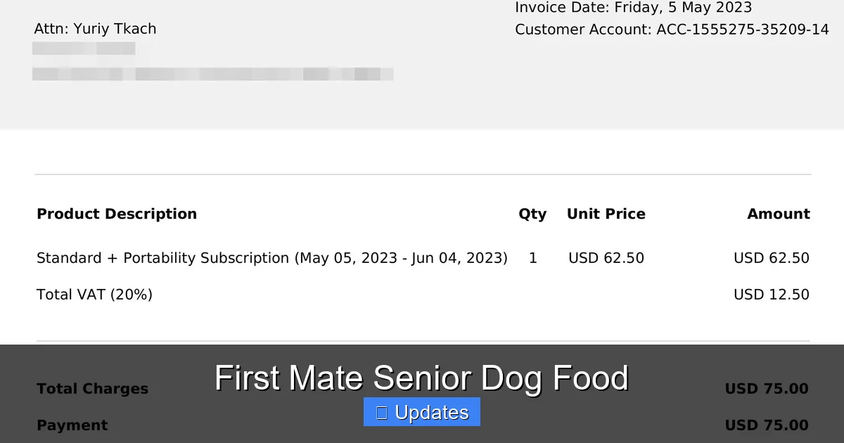 First Mate Senior Dog Food
