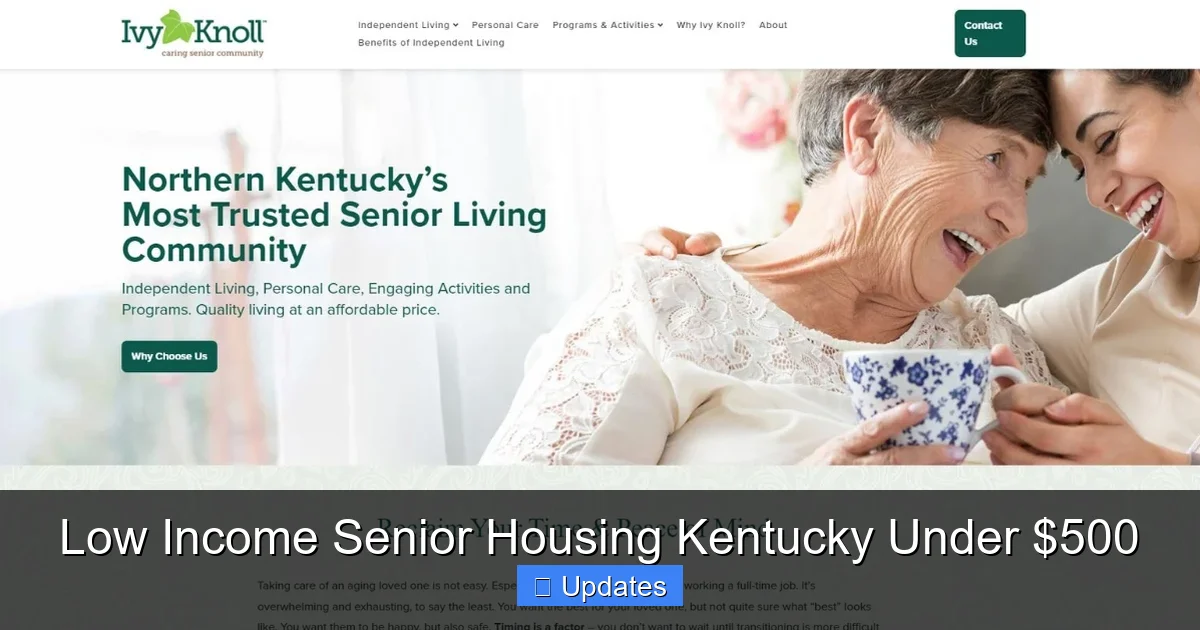 Low Income Senior Housing Kentucky Under $500
