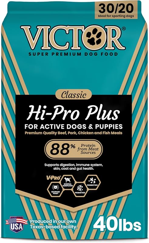 VICTOR Hi-Pro Plus High Protein Dry Kibble, Beef & Chicken Meals, Glut