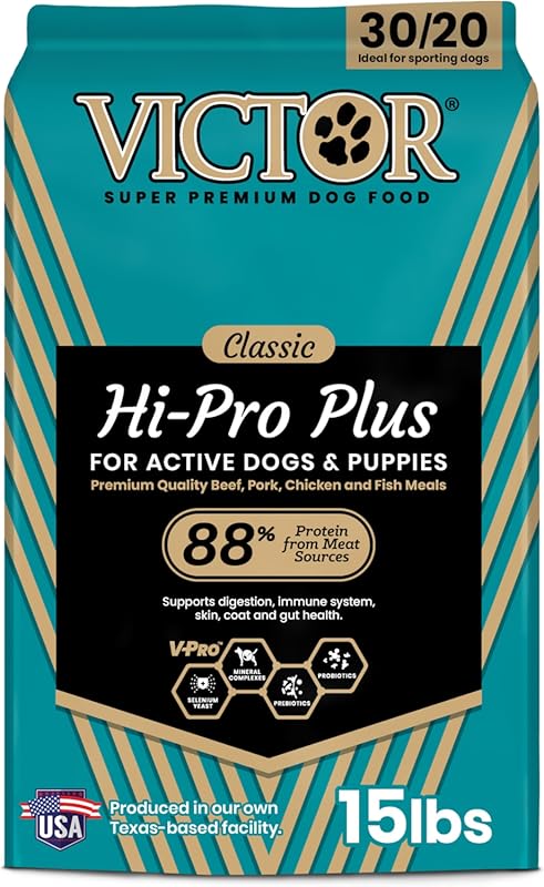 VICTOR Hi-Pro Plus High Protein Dry Kibble, Beef & Chicken Meals, Glut
