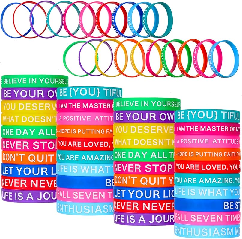 60 Motivational Quote Rubber Wristbands in 20 Styles for Men & Women