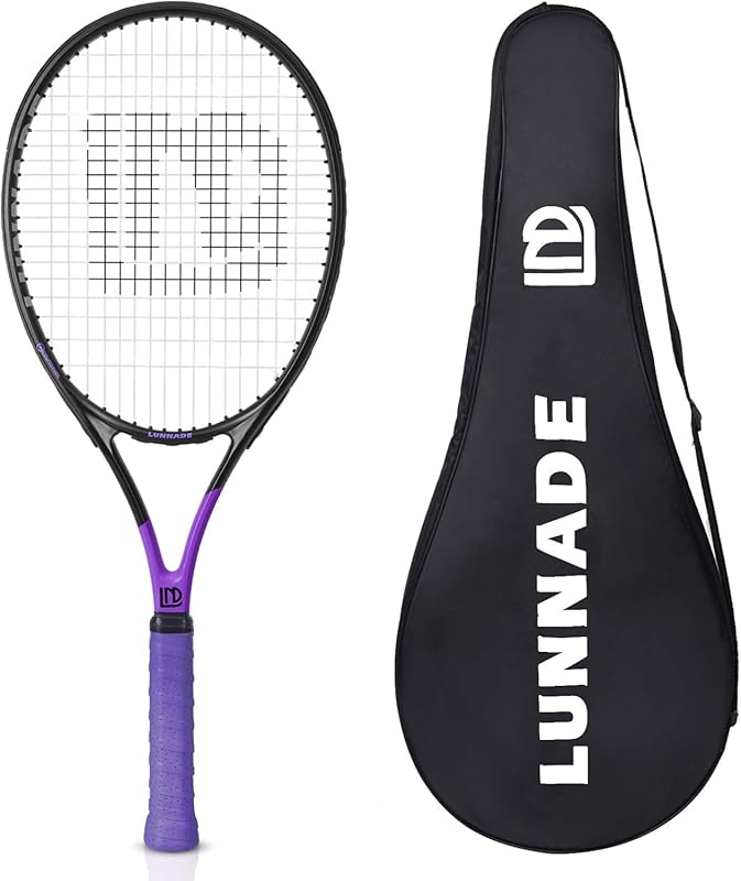 Adults Tennis Racket – Shockproof Carbon Fiber, Pre-Strung, Light-Weig
