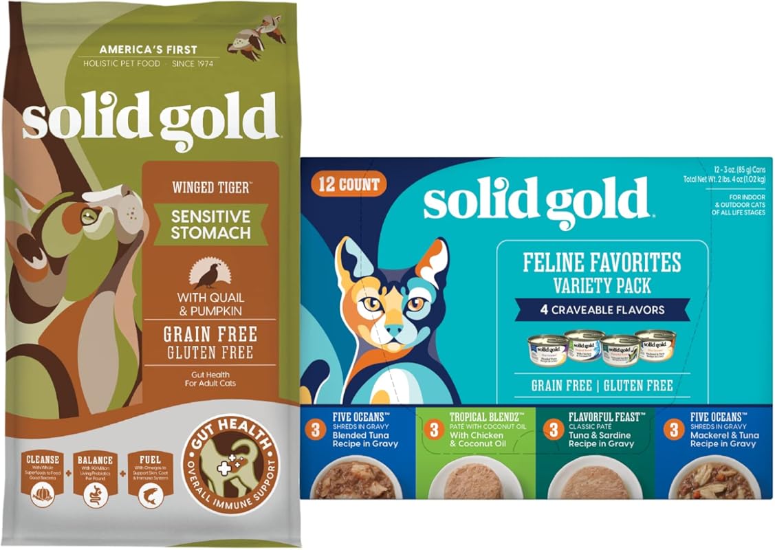Solid Gold Sensitive Stomach Quail & Pumpkin Dry Cat Food – Gut Health