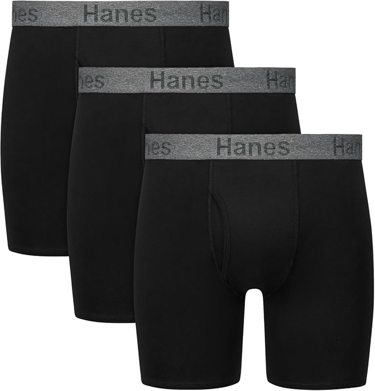 Hanes Stay Dry Leak Protection Performance Stretch Boxer Briefs, 3-Pac