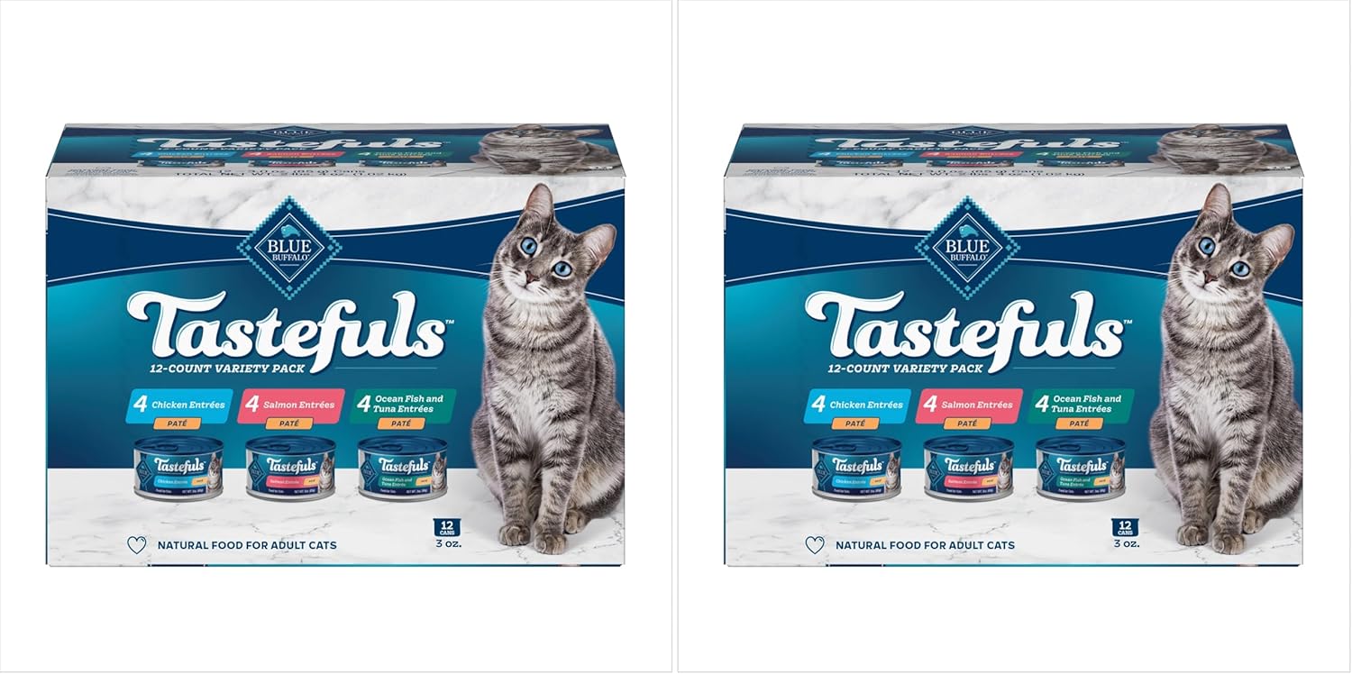 Blue Buffalo Tastefuls Natural Pate Variety Pack – Salmon, Chicken & F