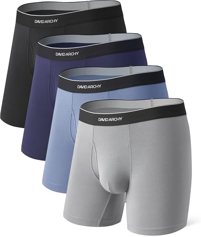 DAVID ARCHY Breathable Silky Soft Modal Boxer Briefs with Wide Waistba