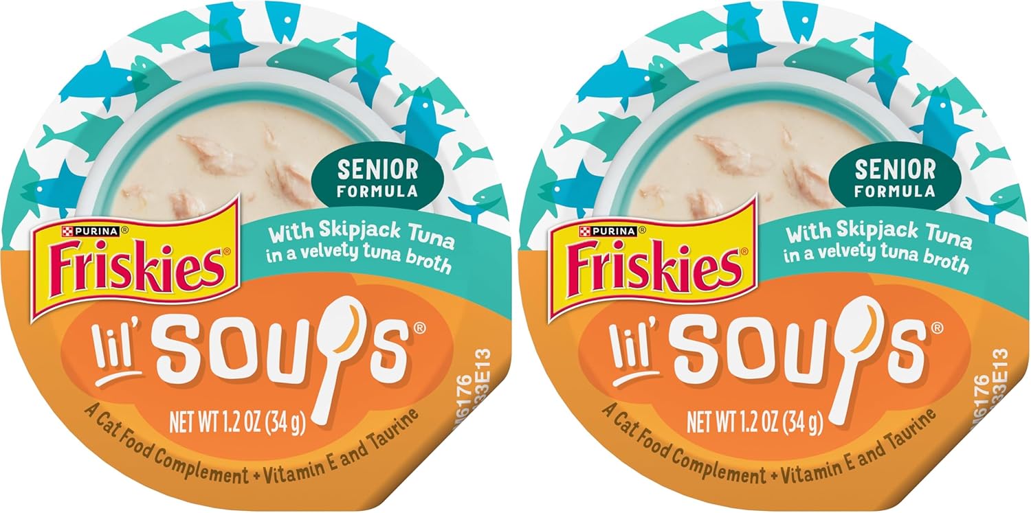 Friskies Purina Grain Free Senior Lickable Cat Food Toppers with Skipj