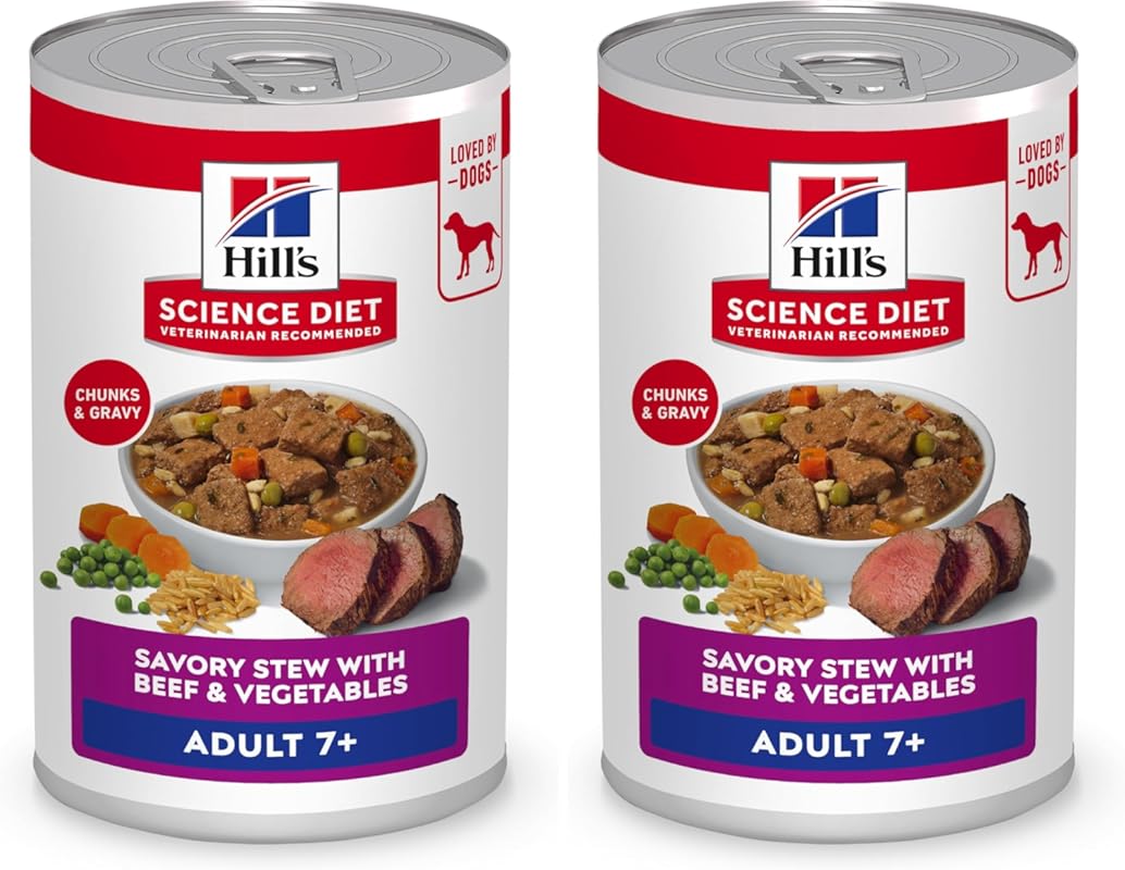 Hill's Science Diet Senior Adult 7+ Beef & Veg Stew Wet Dog Food, 24-P