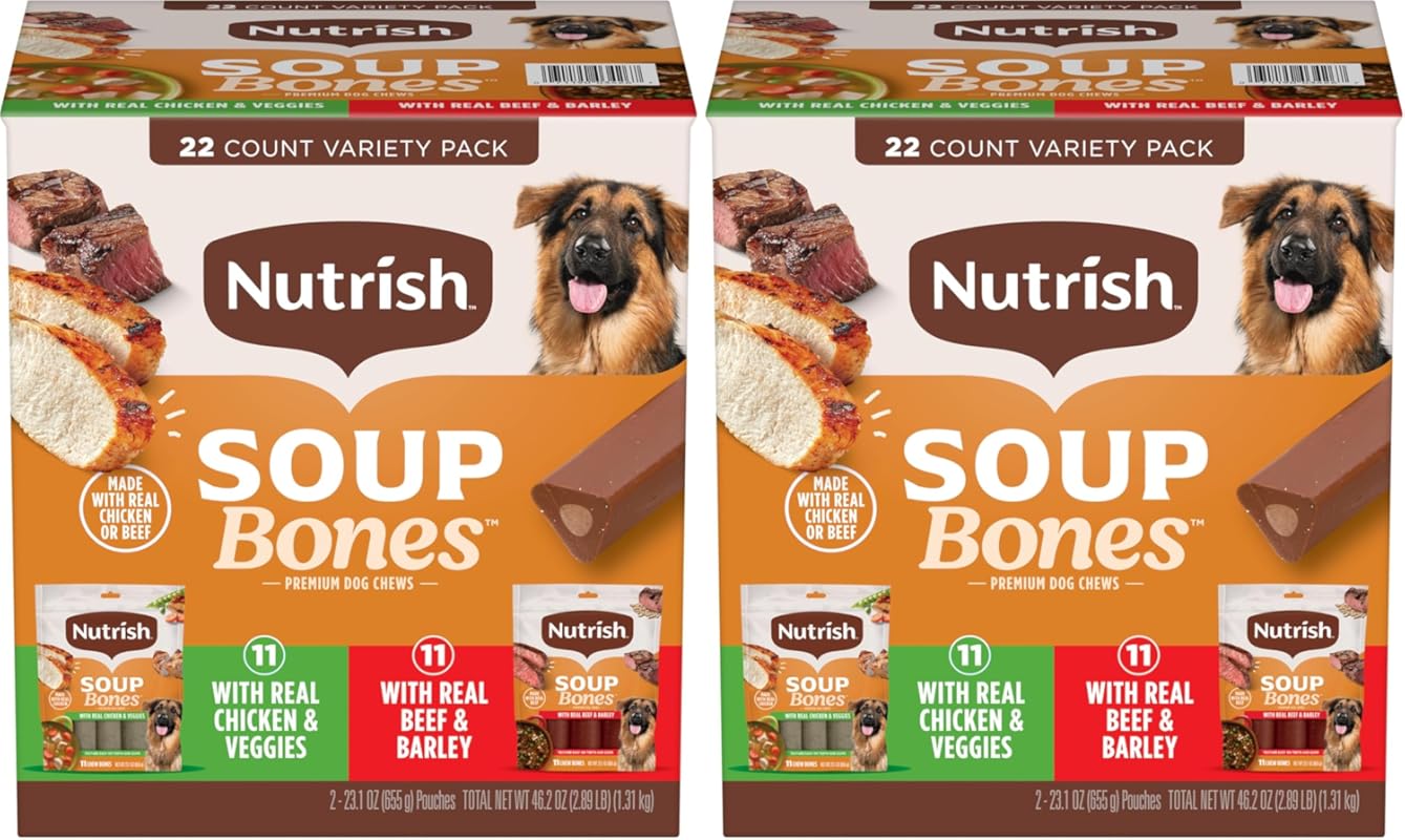 Nutrish Rachael Ray Soup Bones Variety Pack, Long-Lasting Dog Chews, 2