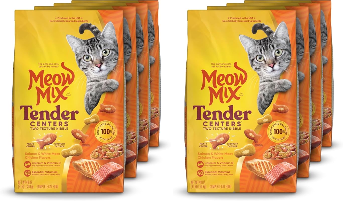 Meow Mix Tender Centers Salmon & Chicken Flavors Cat Food, Crunchy Out