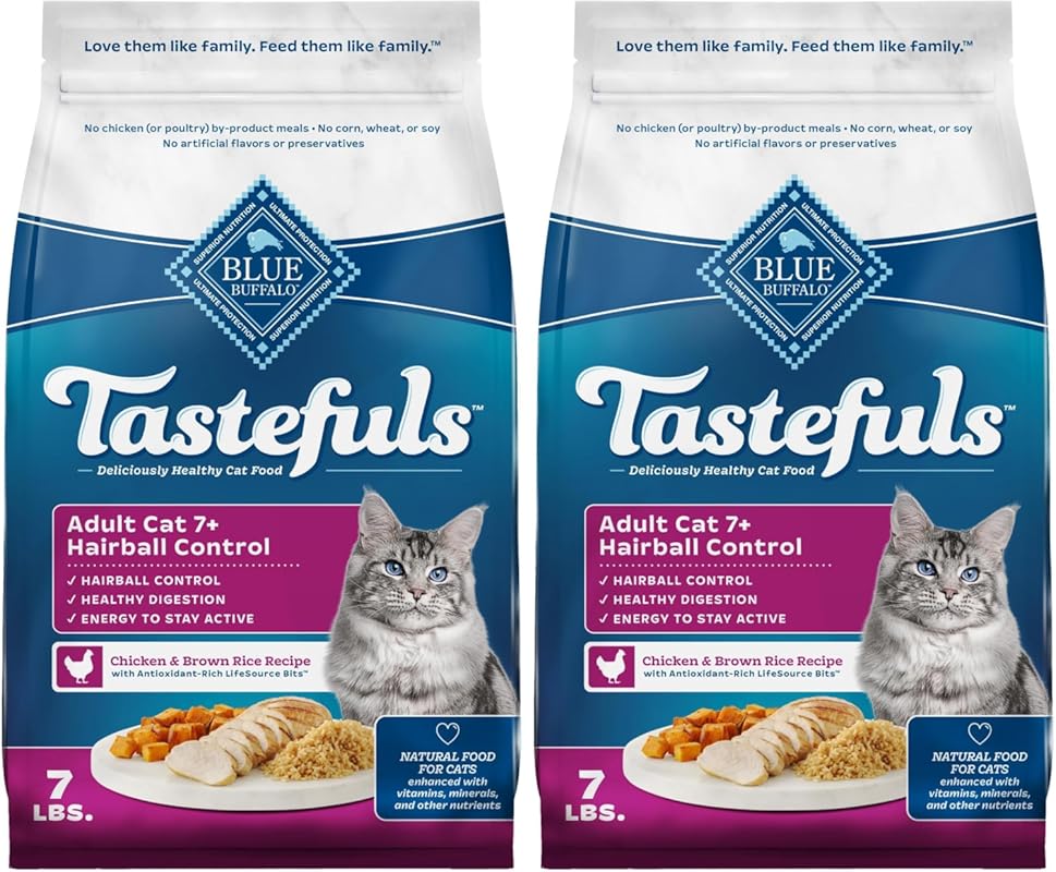 Blue Buffalo Tastefuls Adult 7+ Natural Dry Cat Food, Hairball Control