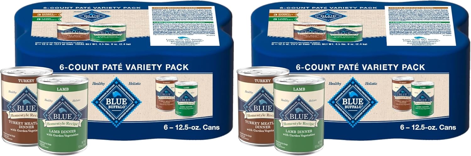 Blue Buffalo Homestyle Natural Turkey & Lamb Wet Dog Food Variety Pack
