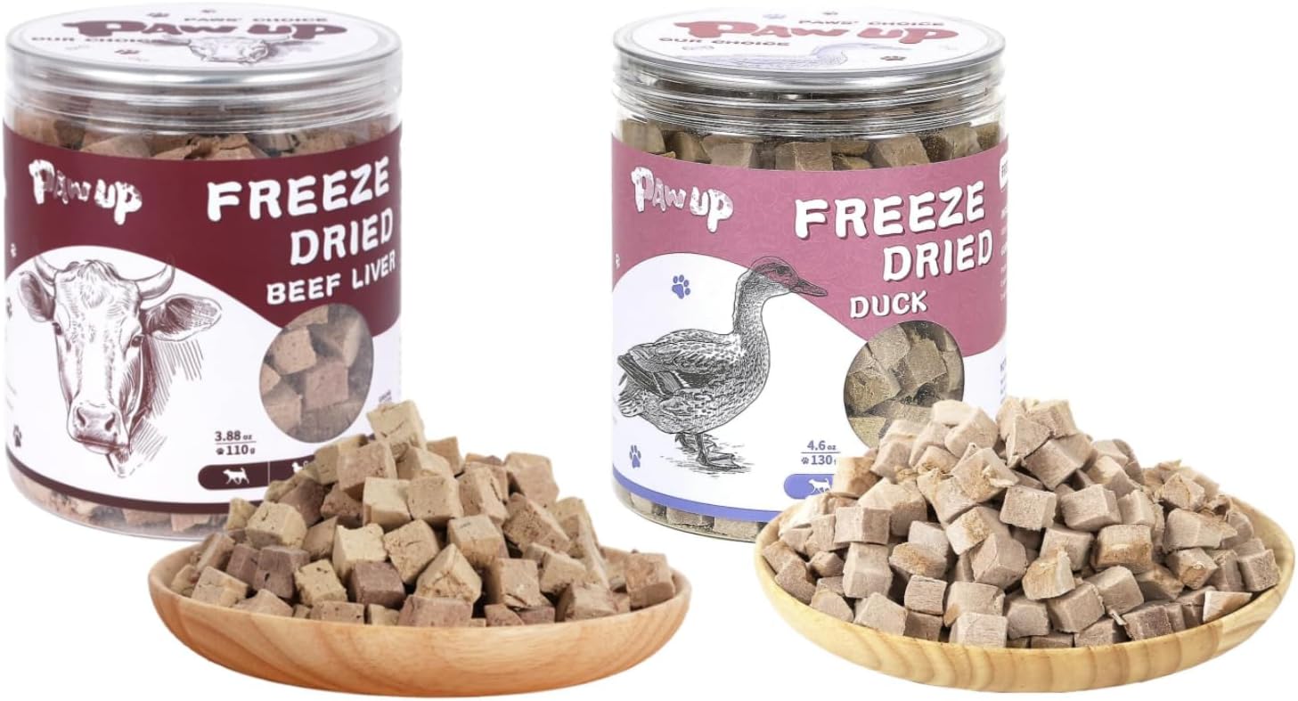 PAWUP Freeze-Dried Beef Liver & Duck Treats - Gluten&Grain Free - 4.6o