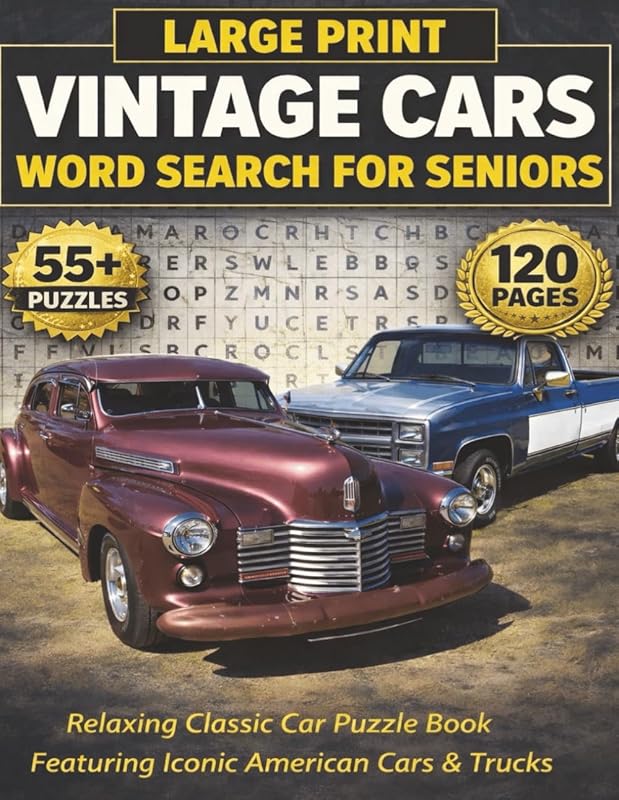 Large Print Vintage Cars Word Search for Seniors: Classic American Car