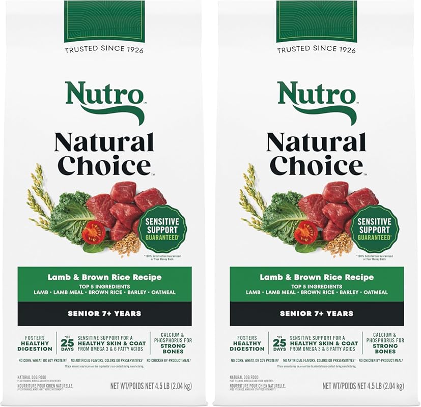 Nutro Natural Choice Senior Lamb Brown Rice Dog Food, 4.5 lb Bag (Pack