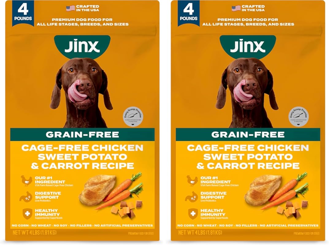 Jinx Premium Grain-Free Dry Dog Food with Real Chicken, Sweet Potato &