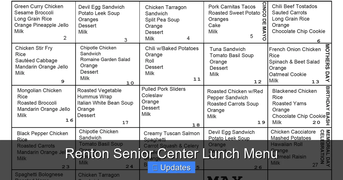 Renton Senior Center Lunch Menu