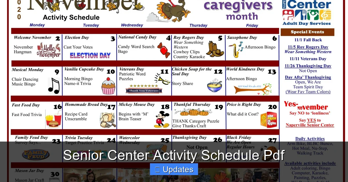 Senior Center Activity Schedule Pdf