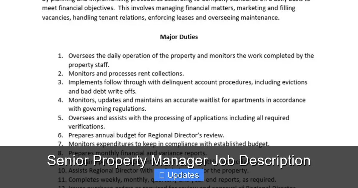 Senior Property Manager Job Description
