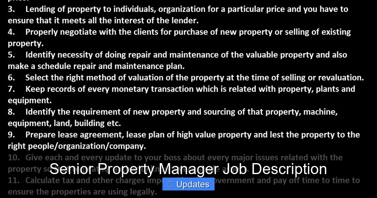 Senior Property Manager Job Description