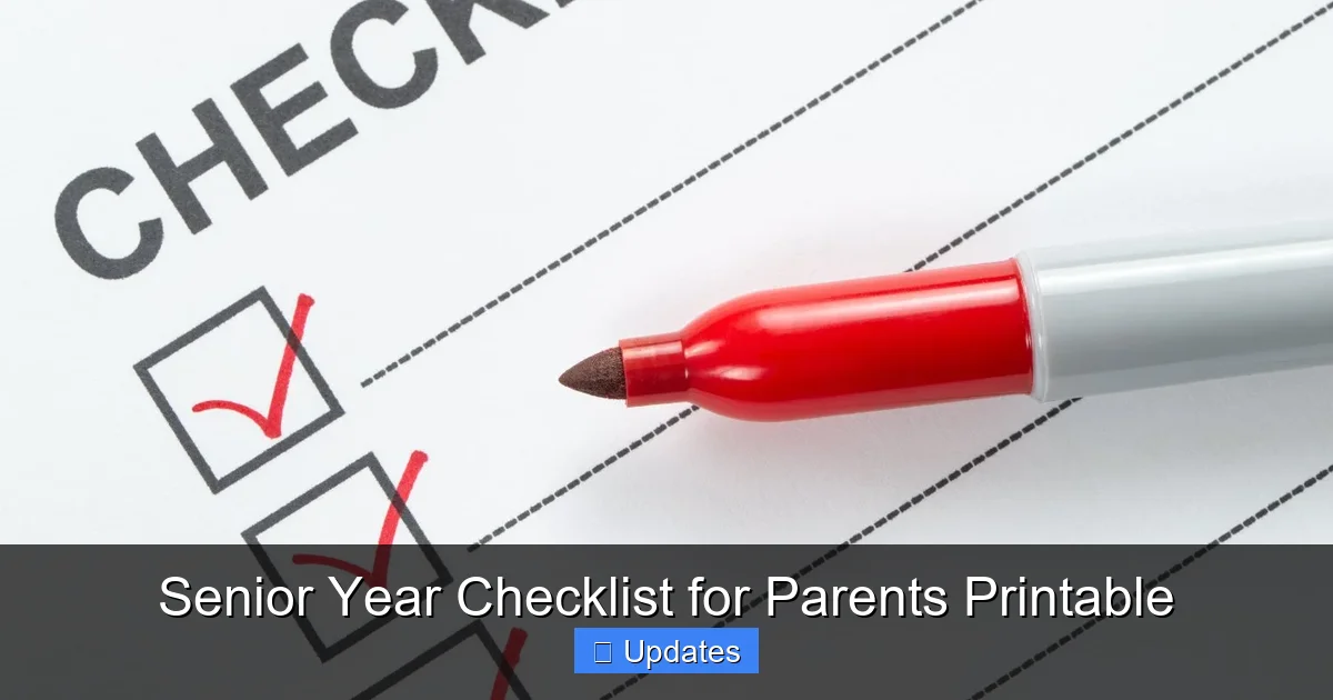 Senior Year Checklist for Parents Printable