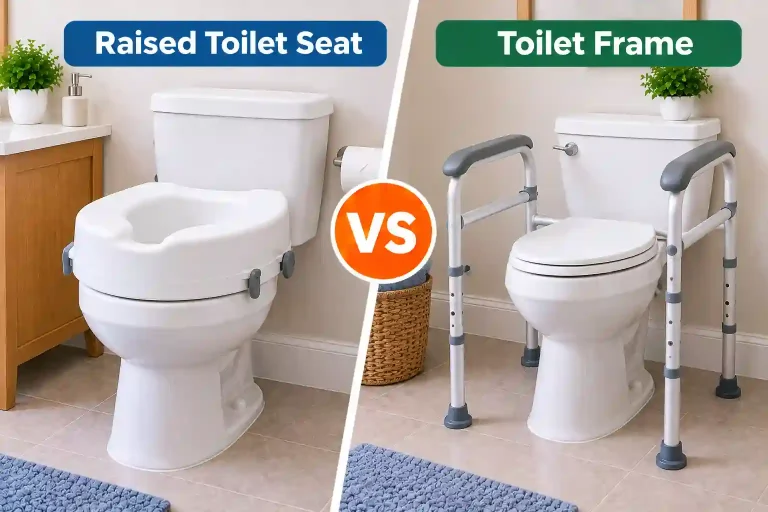 Raised Toilet Seat vs Toilet Frame
