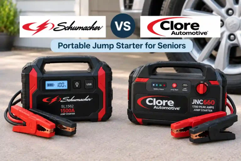 Schumacher vs Clore Automotive Portable Jump Starter for Seniors
