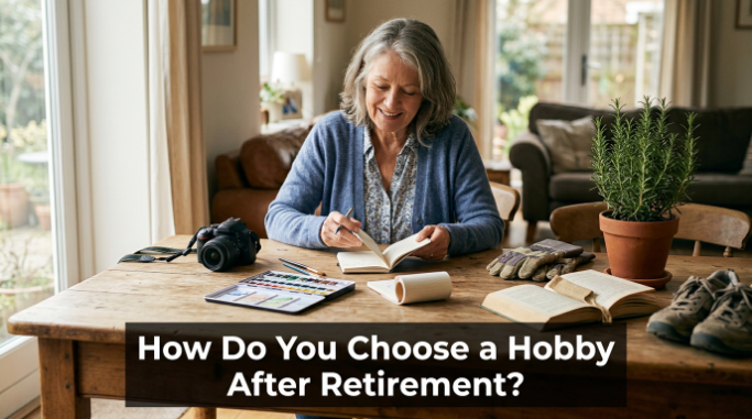 Retired adult comparing hobby ideas while learning how to choose a hobby after retirement.