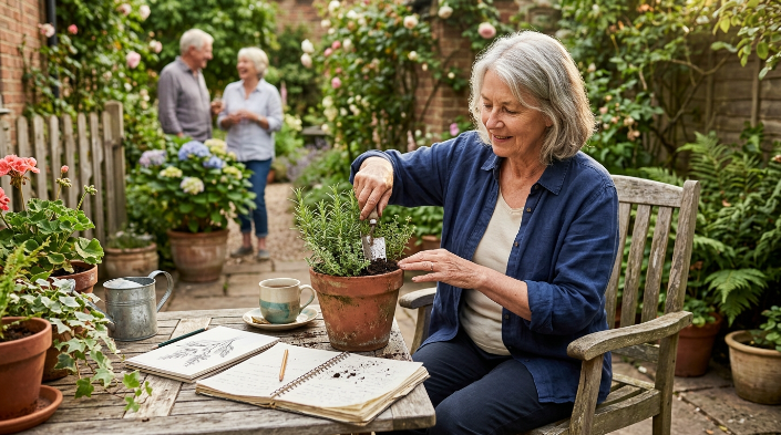 Older adult gardening as a hobby for relaxation, creativity, movement, learning, and connection