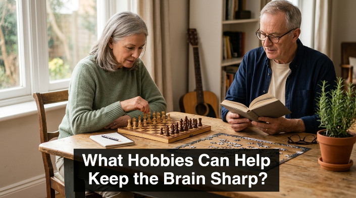 What hobbies can help keep the brain sharp? Older adults enjoy reading, chess, puzzles, music, and learning.