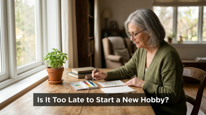 Older adult starting watercolor painting while exploring whether it is too late to start a new hobby